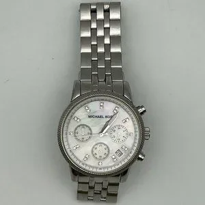 MICHAEL KORS Chronograph Silver Mother of Pearl Ladies Watch Extra Links Working Michael Kors Parker Mother of Pearl Dial Stainless Steel  main image 4